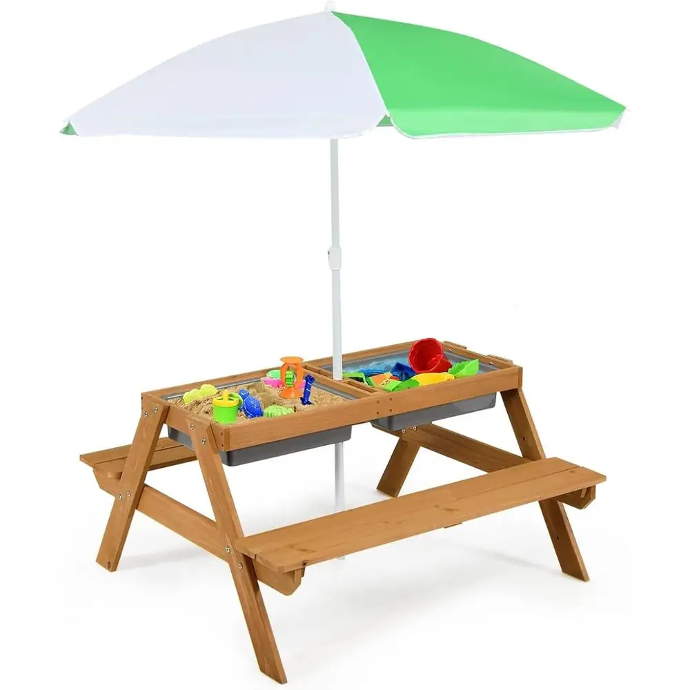 Kids Outdoor Furniture Set - Tavolo da Picnic 4-in-1 in Legno