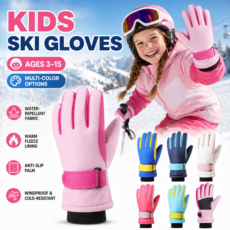 Kids Outdoor Gloves - Guanti da sci invernali per bambini,