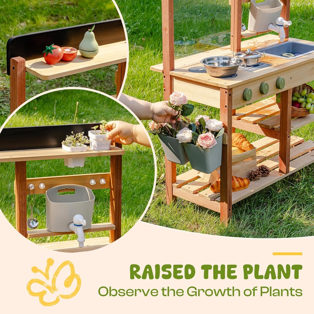 Kids Outdoor Wooden Playset - Cucina in Legno per Bambini con