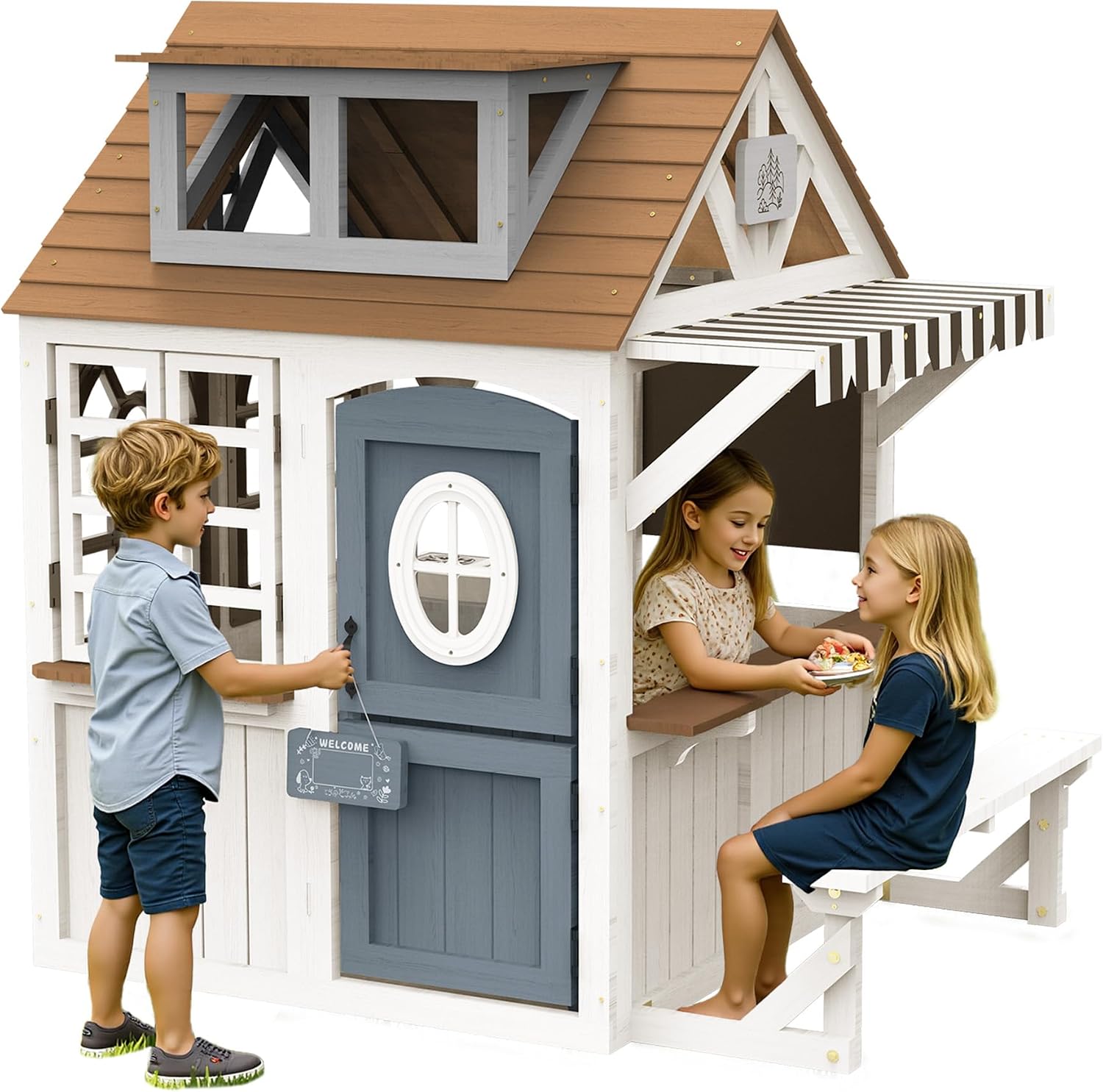 Kids Outdoor Wooden Playset - Casetta in Legno per Bambini da