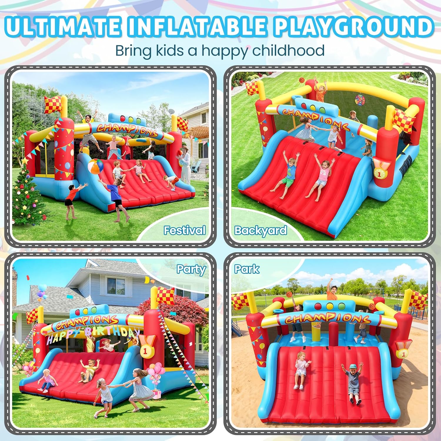 Grande Castello Gonfiabile per - Outdoor Games For Kids recensione e prezzo